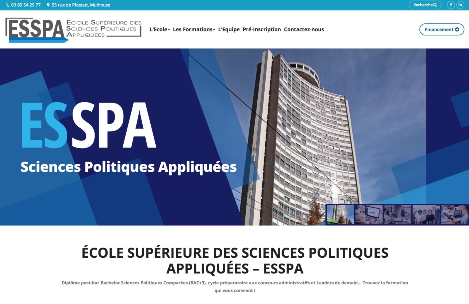 ESSPA page d'accueil client Karedess. Une formation situé à Mulhouse