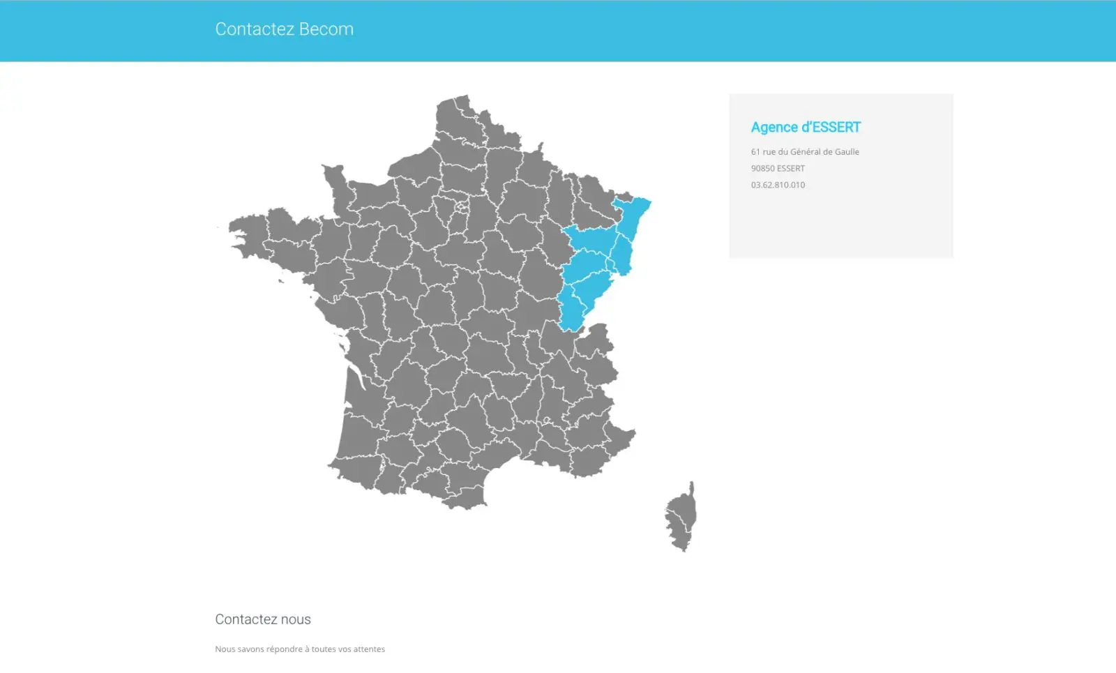 Contactez becom, opérateur de téléphonie mobile, carte de france à fait confiance à l'agence web Karedess, situé à Mulhouse