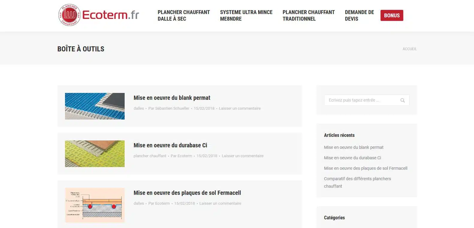 Boîte à outils Ecoterm, articles de blog, client Karedess, agence web situé à Mulhouse