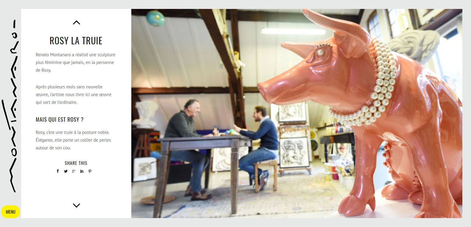 Rosy la truie, égérie de Renato Montanaro. Client Karedess, agence web situé à Mulhouse