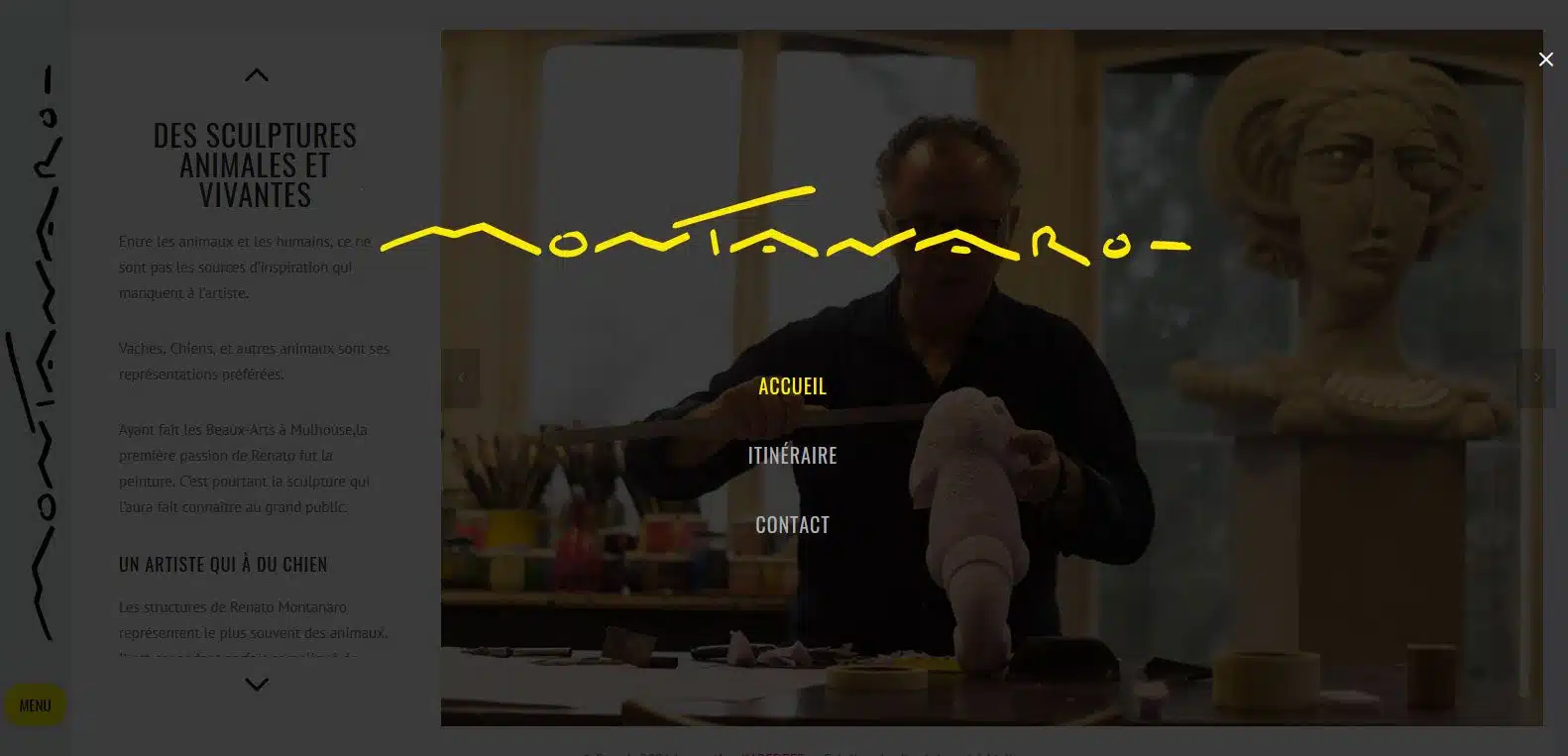 Menu renato Montanaro, artiste peintre, client de Karedess agency, site web depuis 2006, à Mulhouse