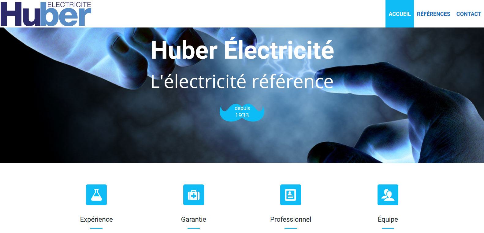 Site web d'huber électricité, client Karedess innovation, agence web situé à Mulhouse