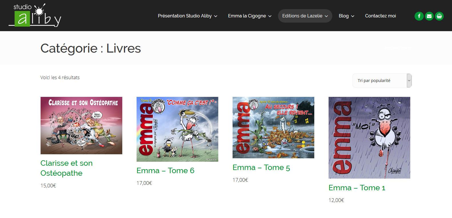 Boutique des éditions Lazelie - studio aliby - client Karedess, agence web à Mulhouse