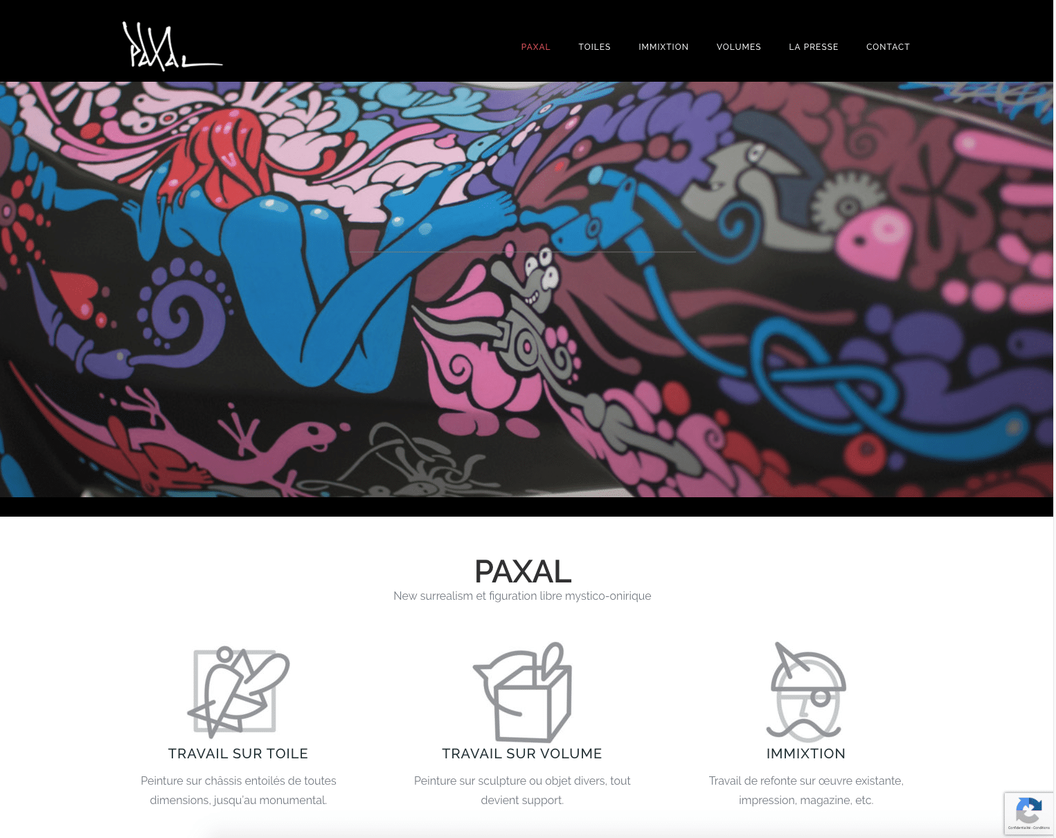 Paxal, artiste contemporain a fait confiance à Karedess, agence web mulhouse, dans la création de son site.