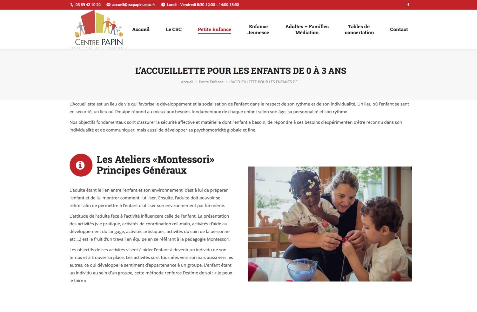 centre papin, accueillette pour les enfants, client Karedess Agency expert wordpress à Mulhouse