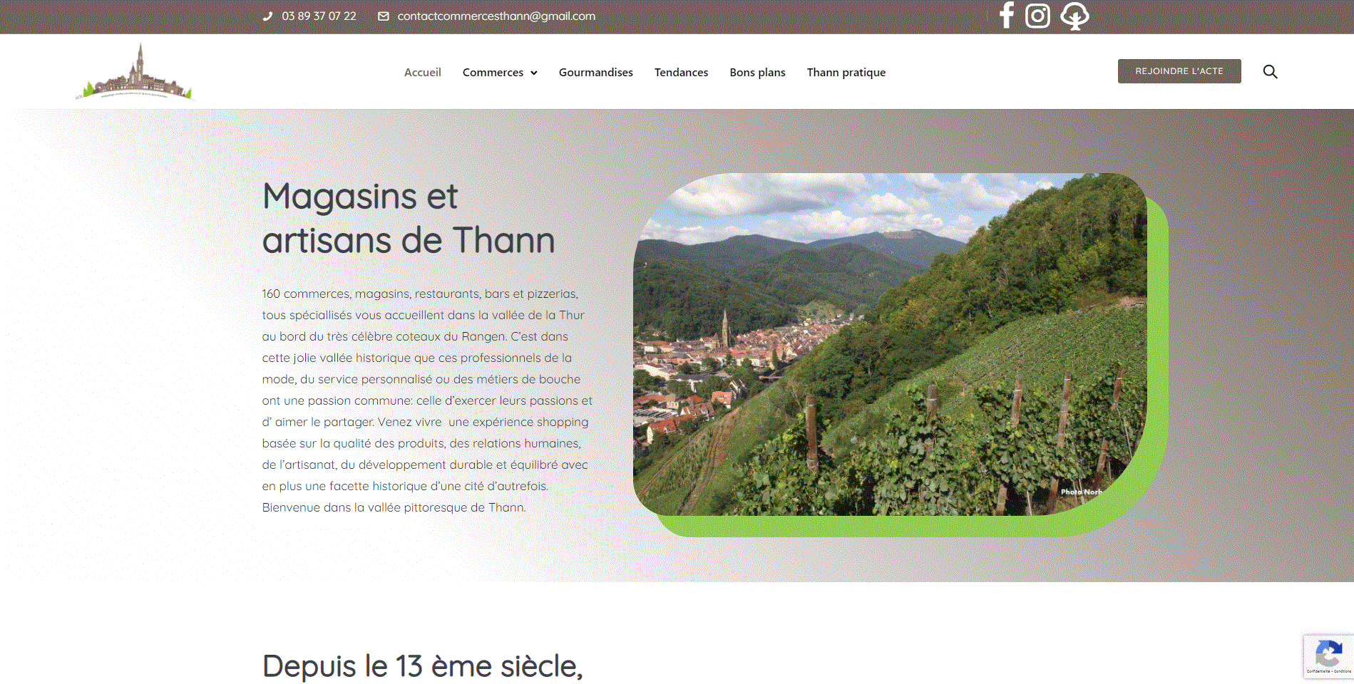 Page d'accueil du site Commerces de Thann
