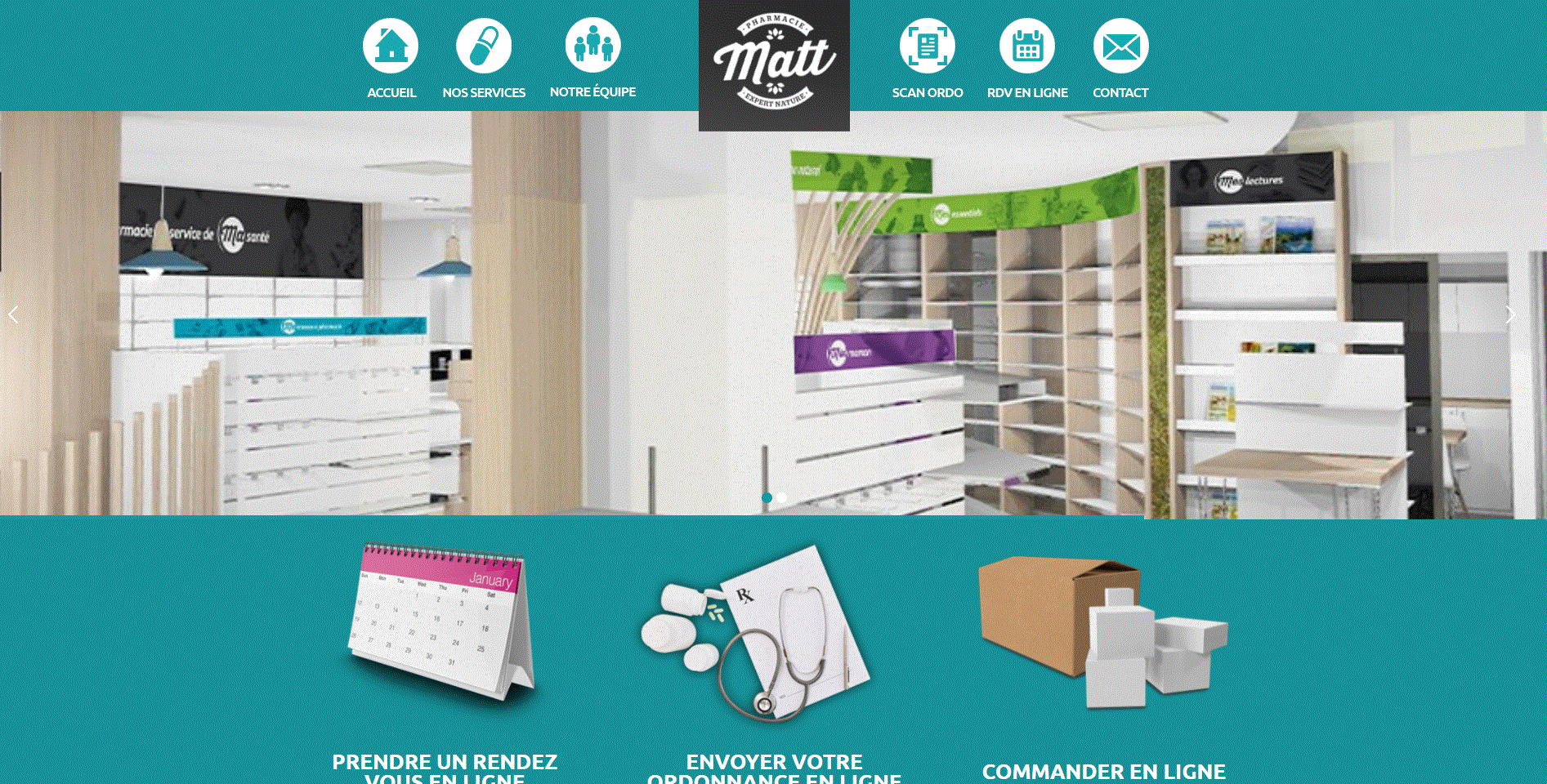 Page d'accueil du site Pharmacie Matt