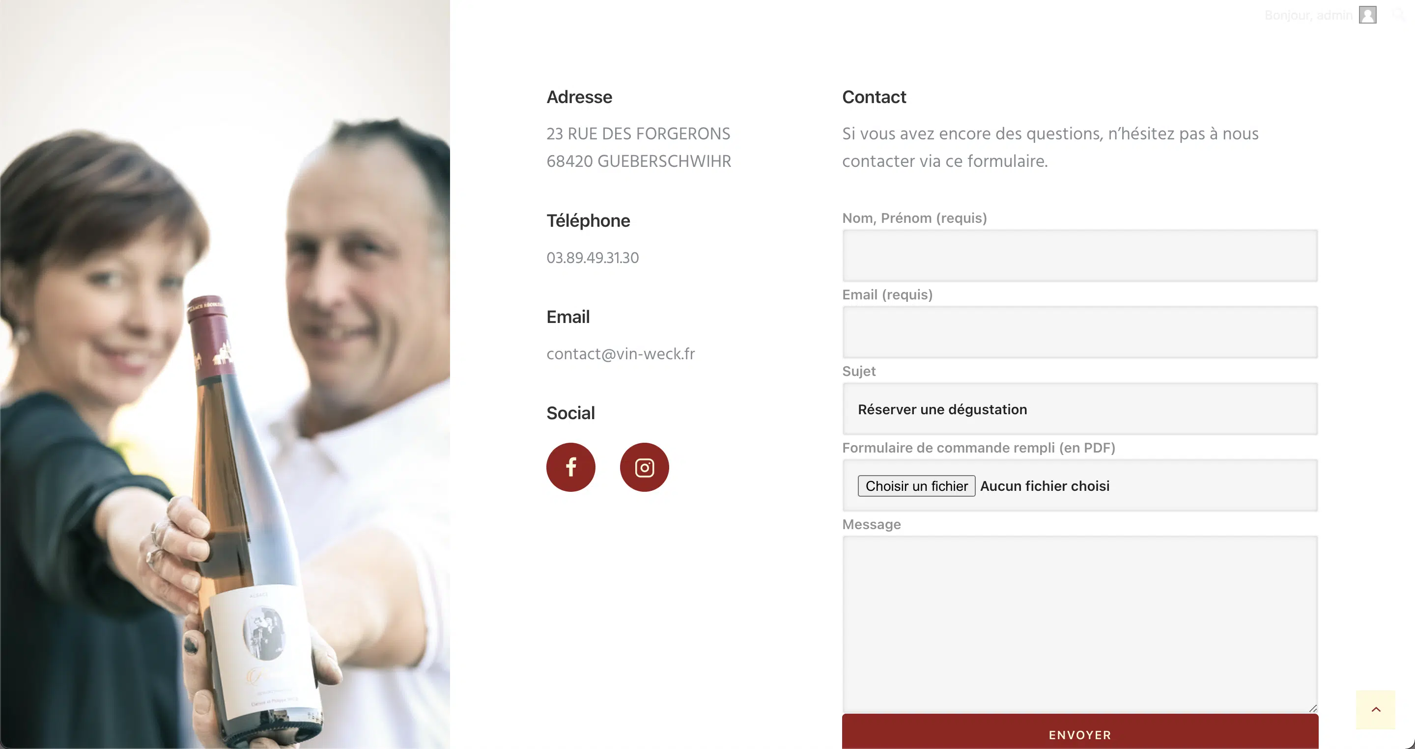 Information de contact Domaine François Weck