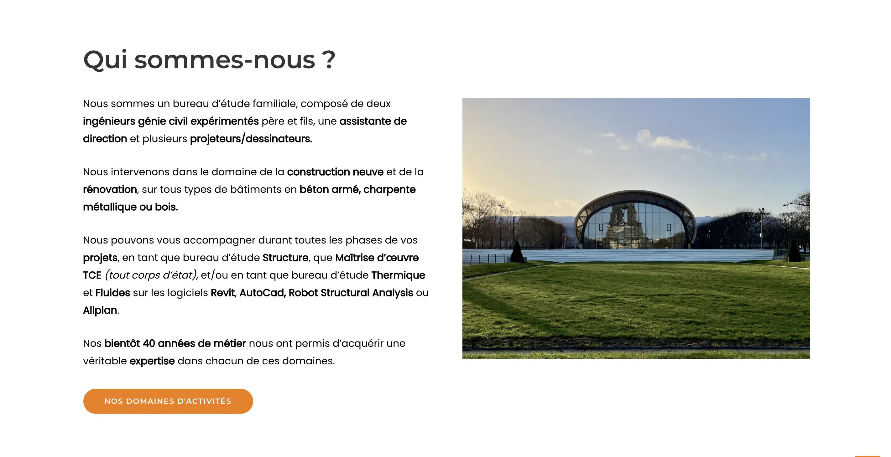 Site ih ingenierie présentation entreprise