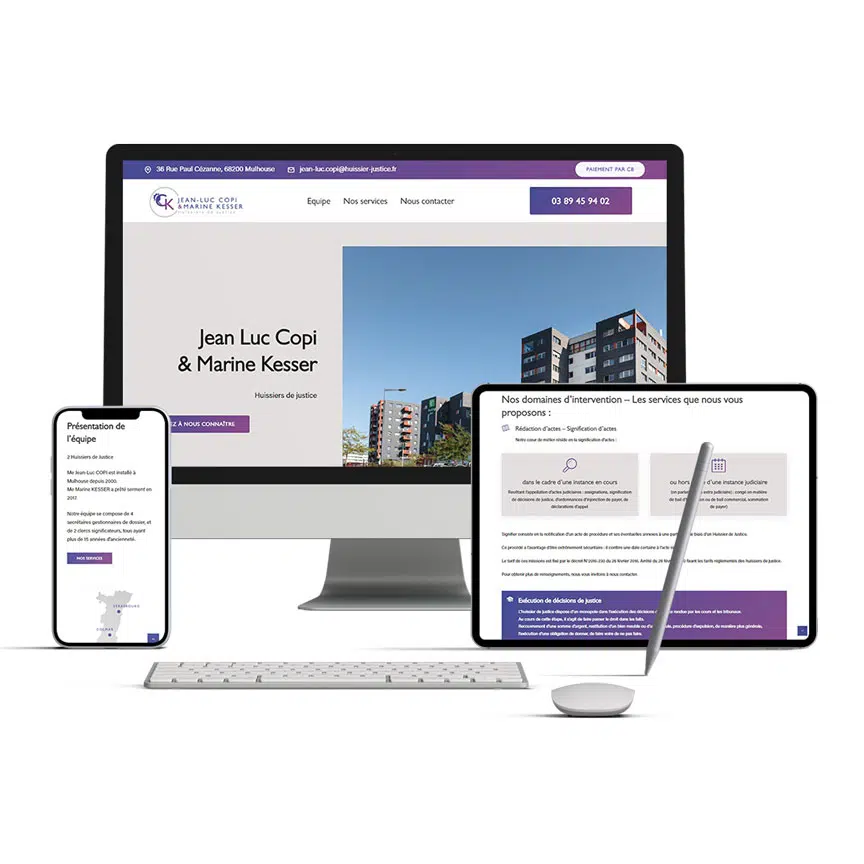 Réalisation d'un site web Huissiers Copi