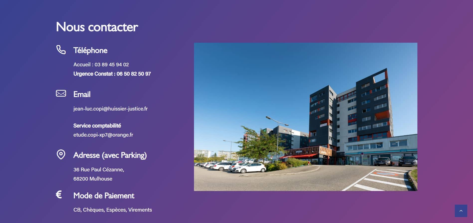 Information de contact Huissier Copi