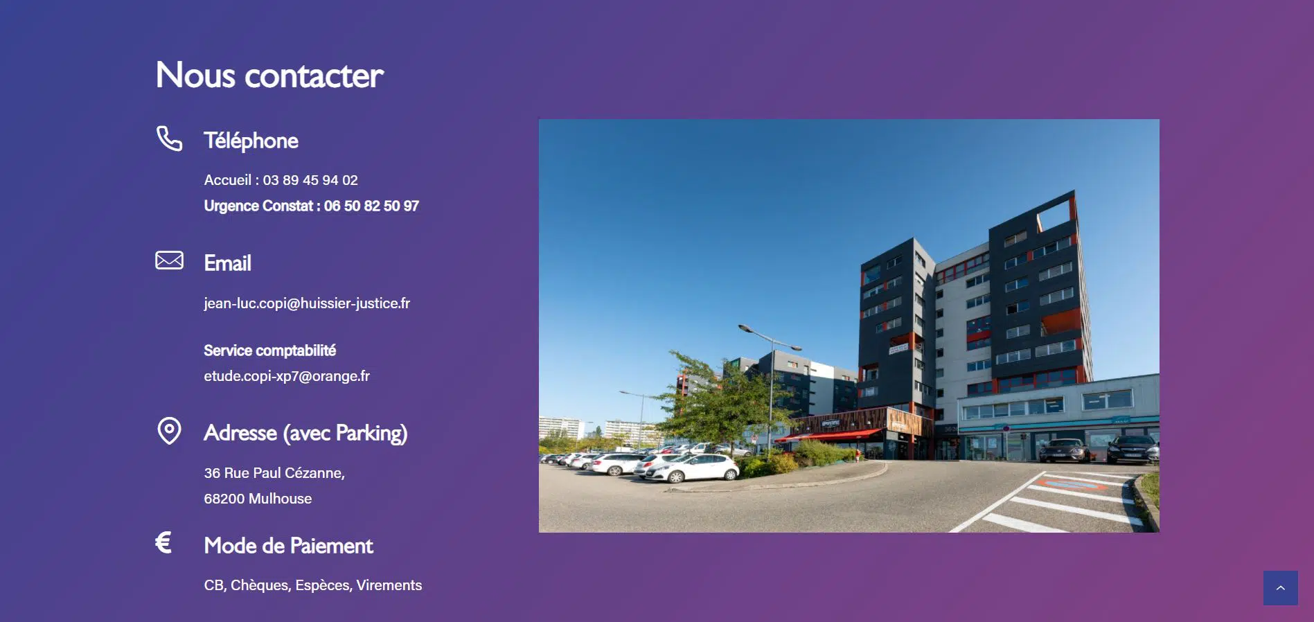 Information de contact Huissier Copi