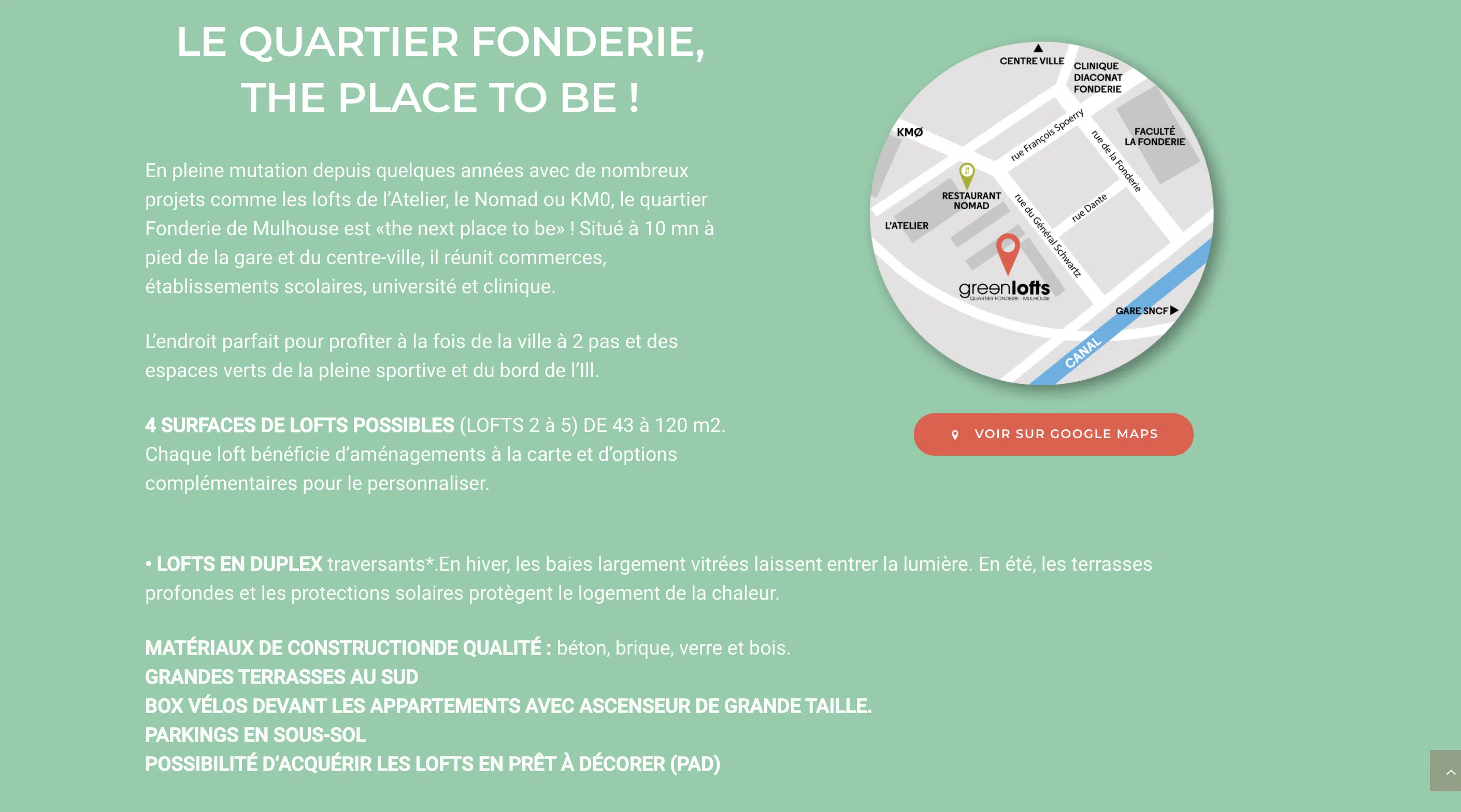 Page de présentation de l'atelier greenlofts