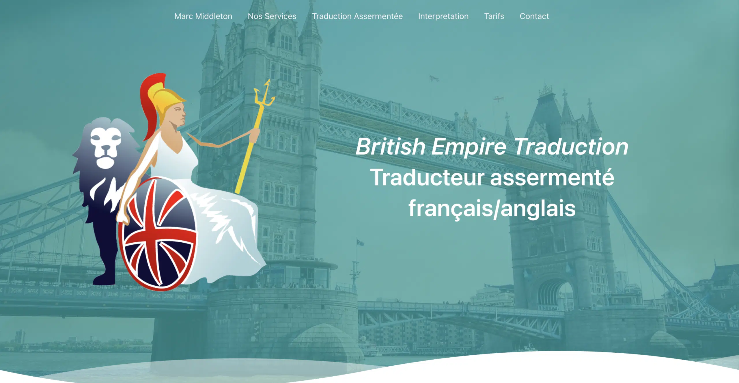 Page d'accueil du site British Empire Traduction