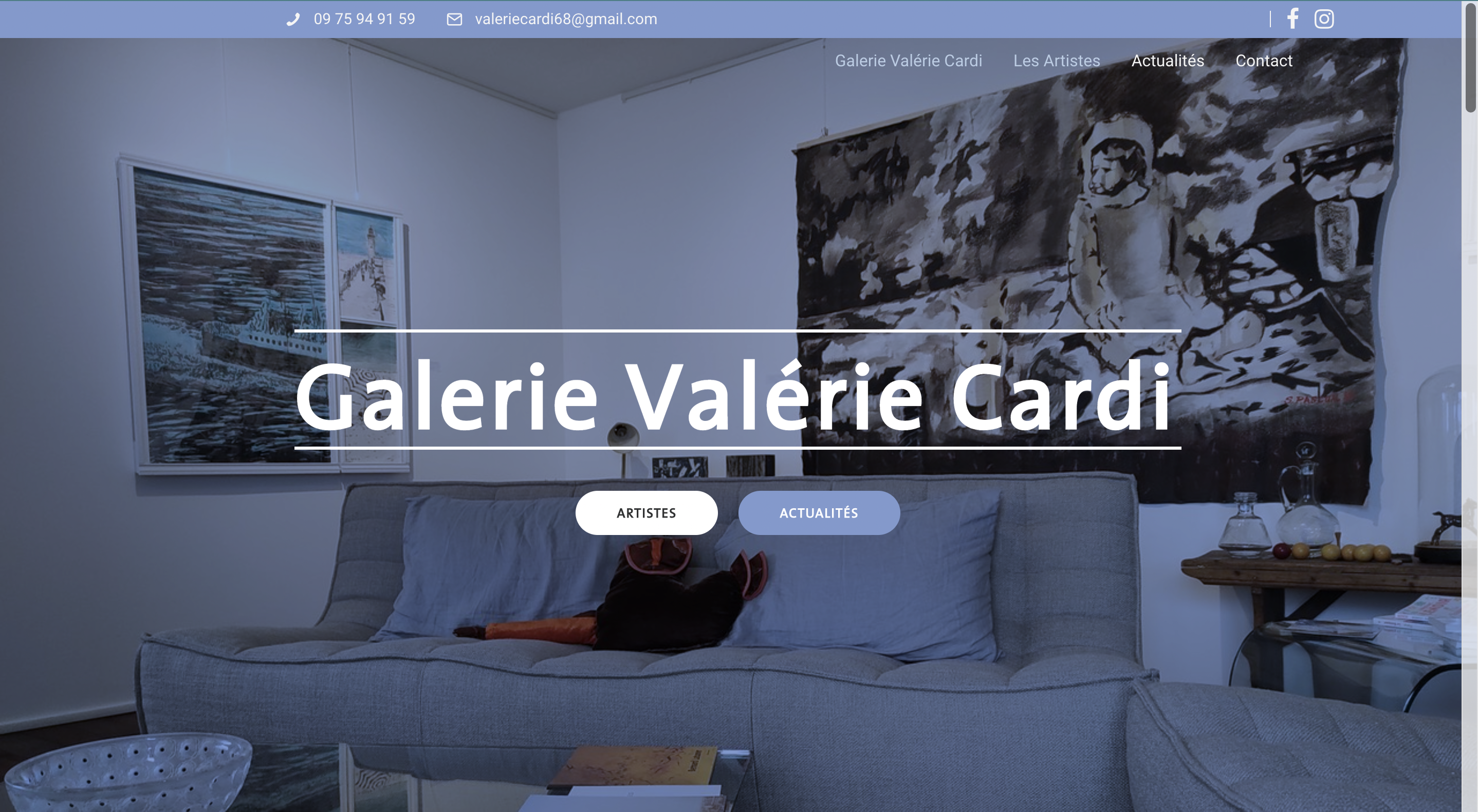 Page d'accueil du site Valérie Cardi
