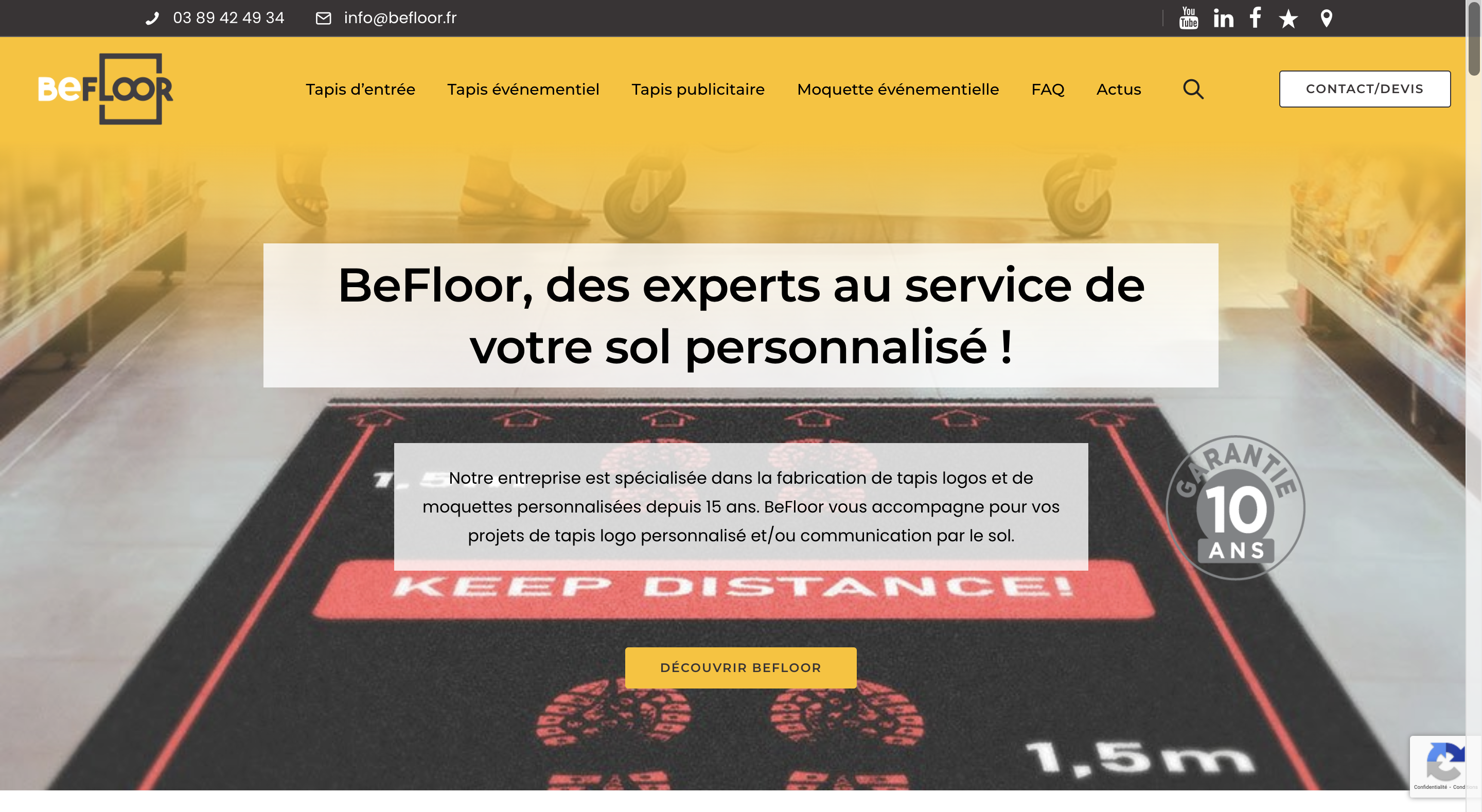 Page d'accueil du site Befloor