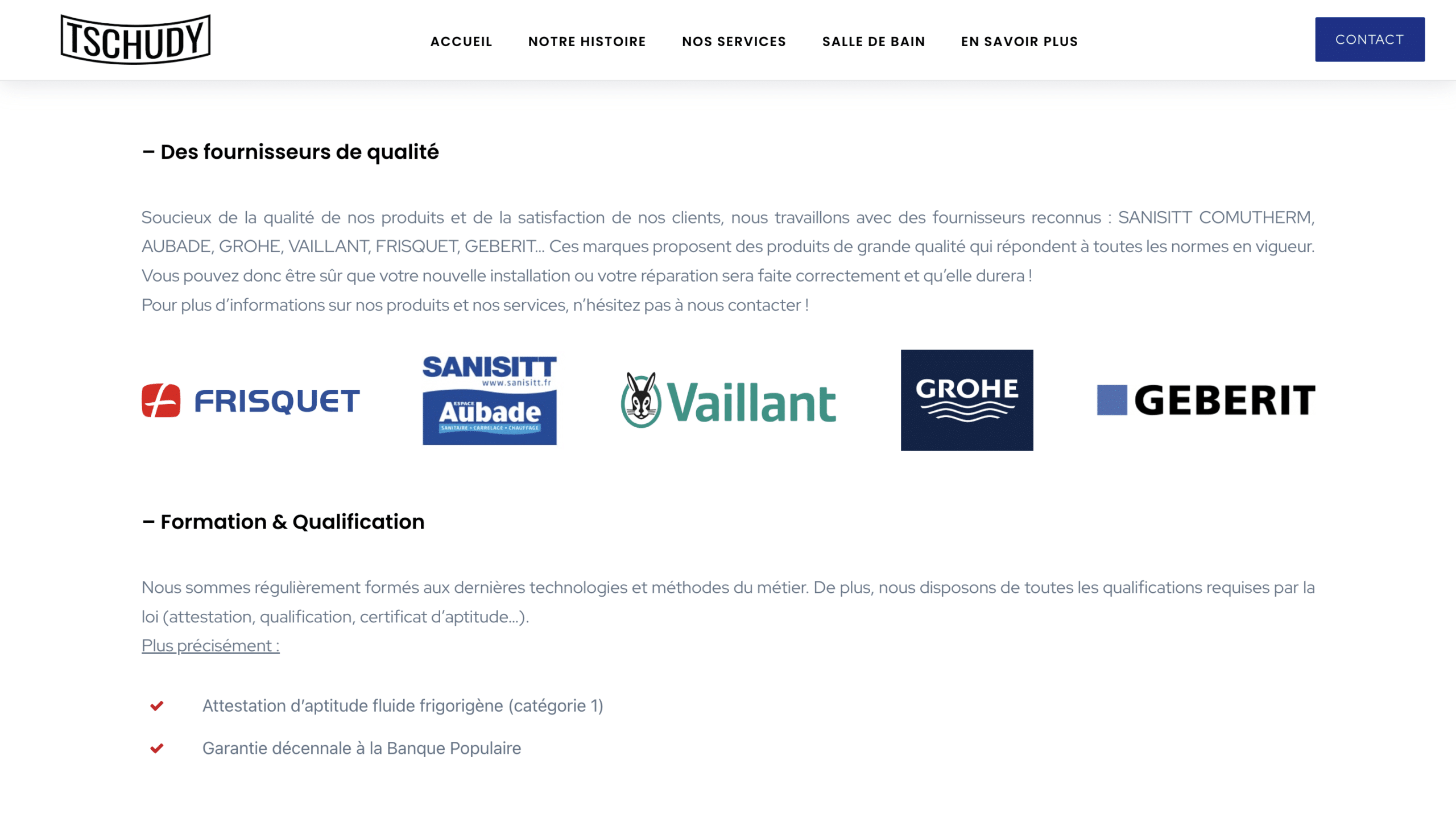 Les fournisseurs de Tschudy Chauffage