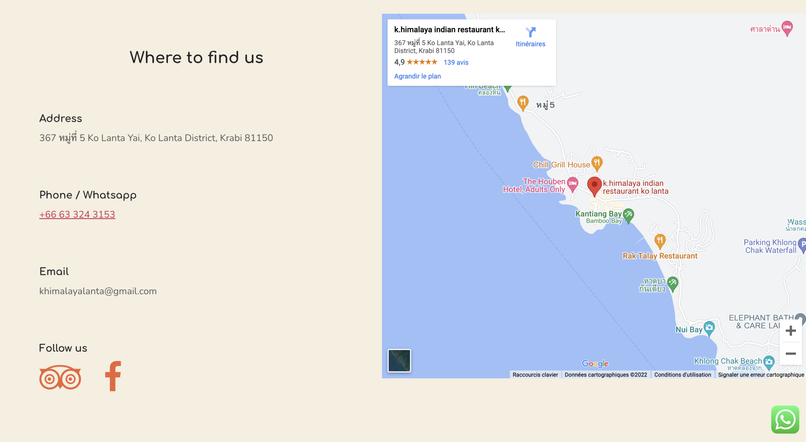 Localisation Restaurant Himalaya