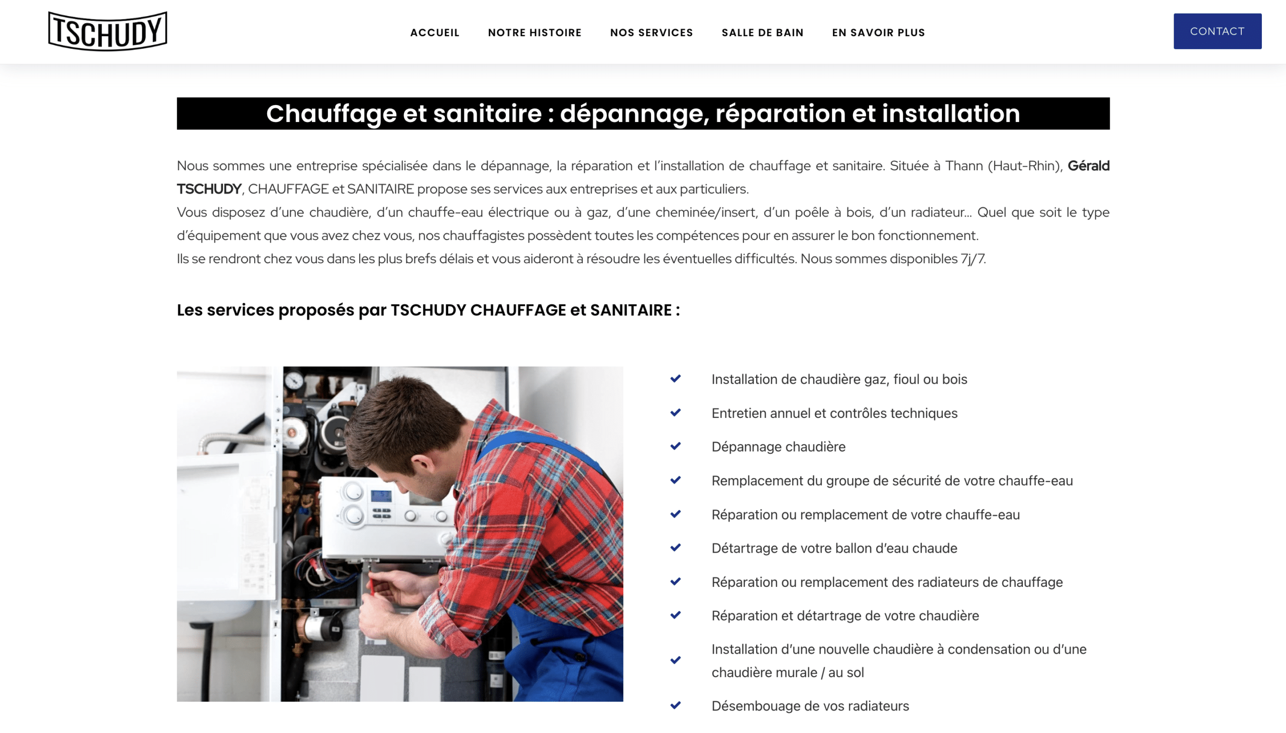 Les services proposés par Tschudy Chauffage