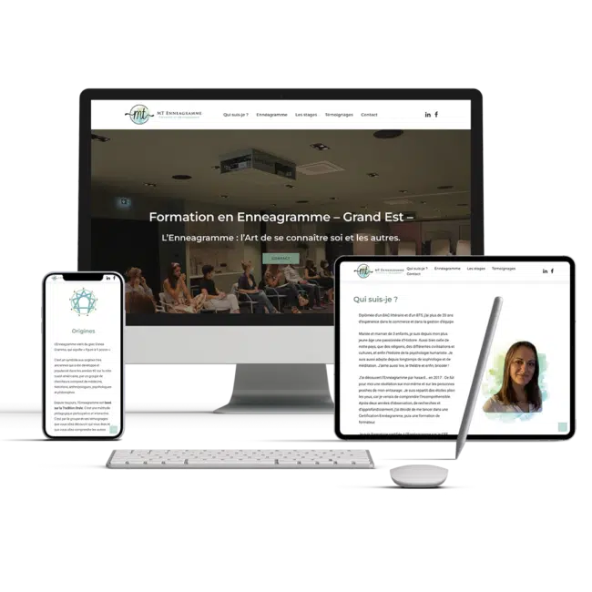 Site MT Ennéagramme affiché sur ordinateur, tablette et smartphone